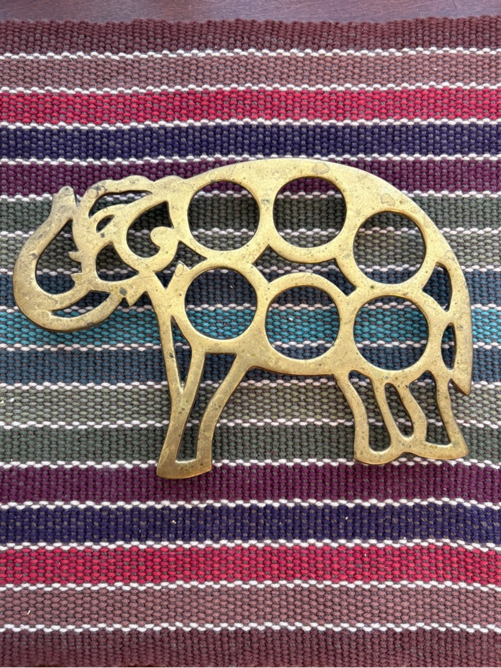 Brass Elephant Trivet Decorative Accent